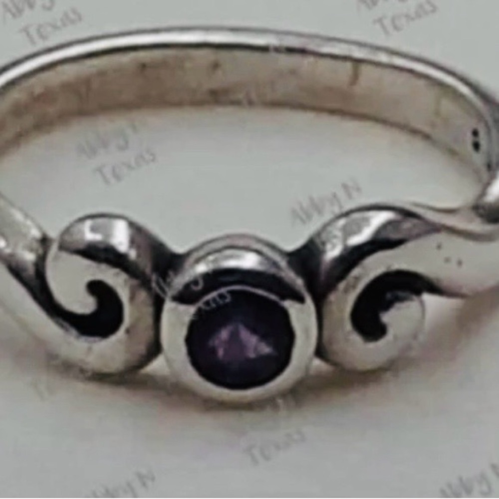 Sterling Silver Swirl Ring with Amethyst Stone